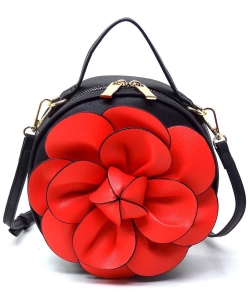 Fashion 3D Flower Round Crossbody Bag LHU472 RED